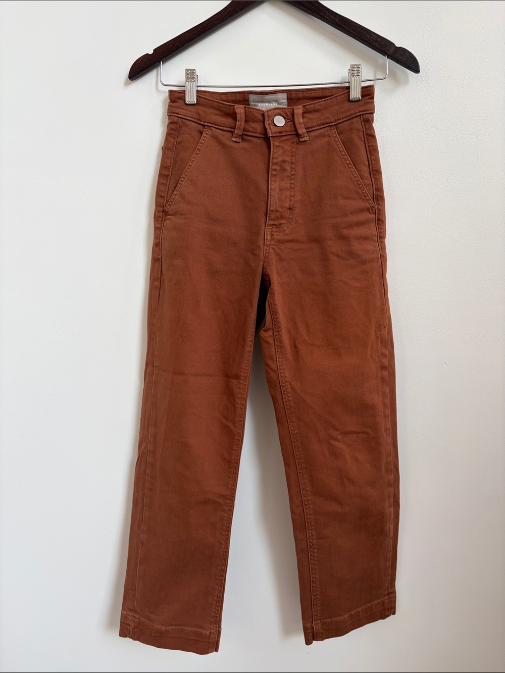 Everlane Rust Brown High-Rise Straight Crop Pants